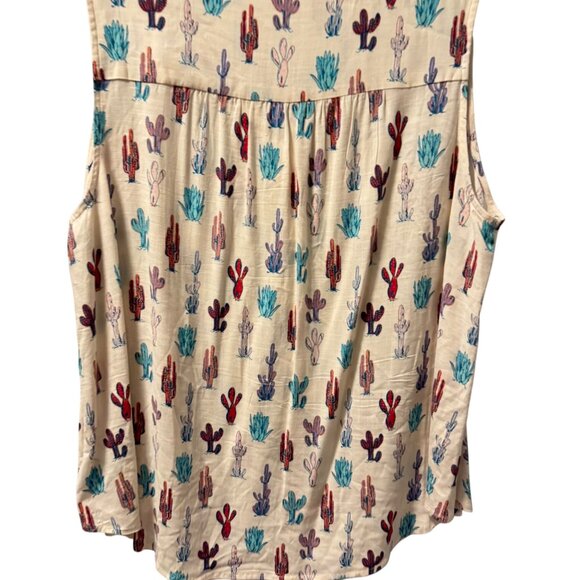 Torrid Sleeveless Cactus Print Blouse Top Size 1X ivory multi blouse - Picture 11 of 12